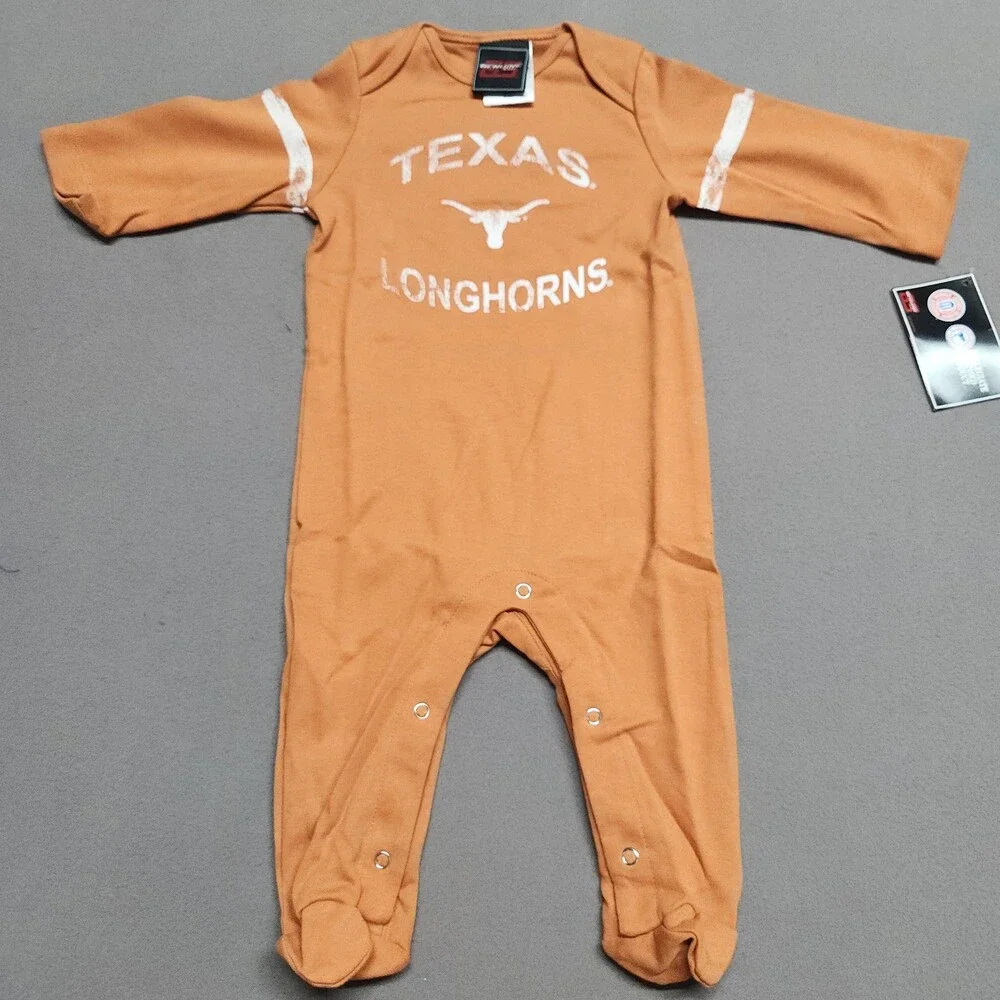 Genuine Texas Longhorns Infant Footed Romper 6/9M Cotton Body Suit 149